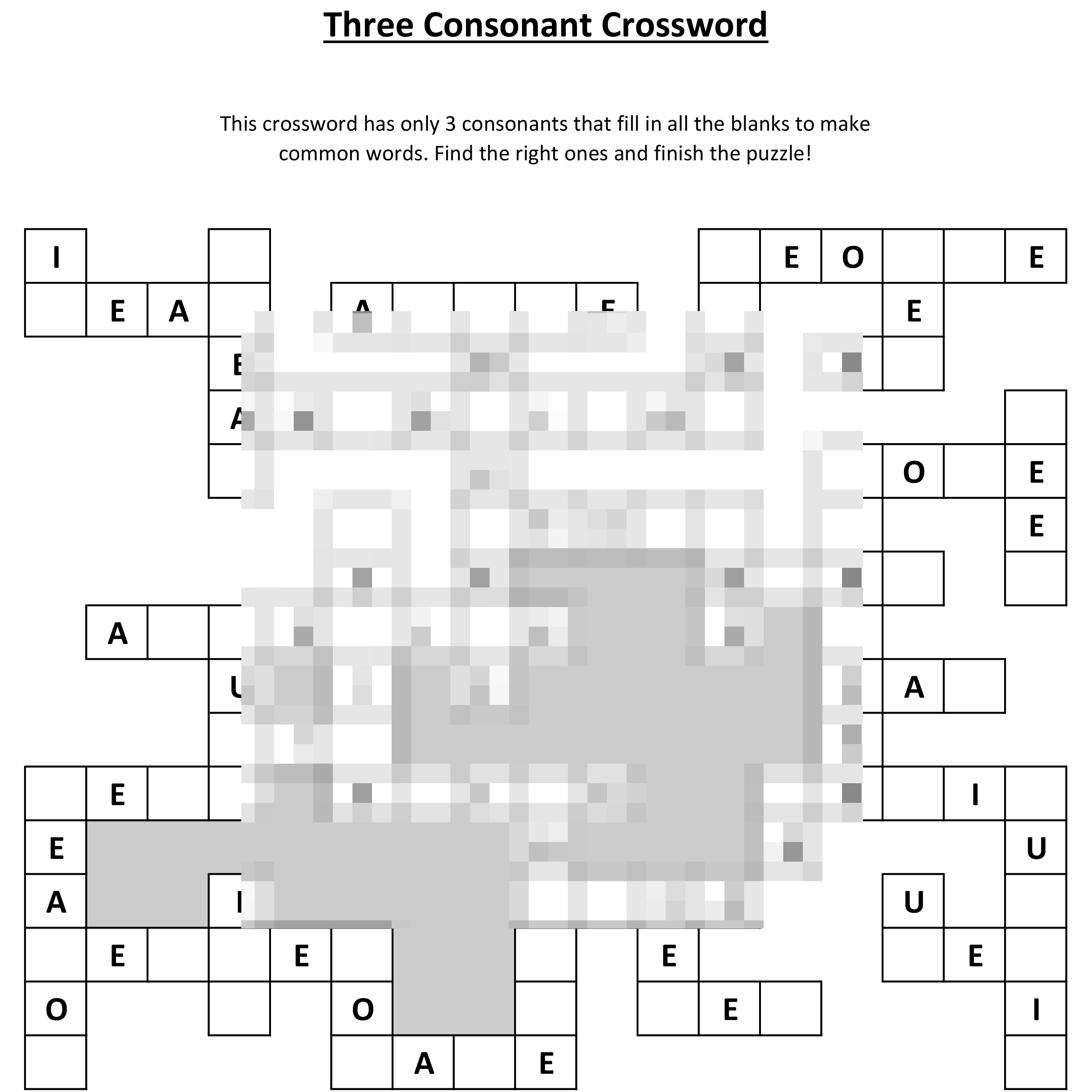 preview of a three-consonant printable crossword game
